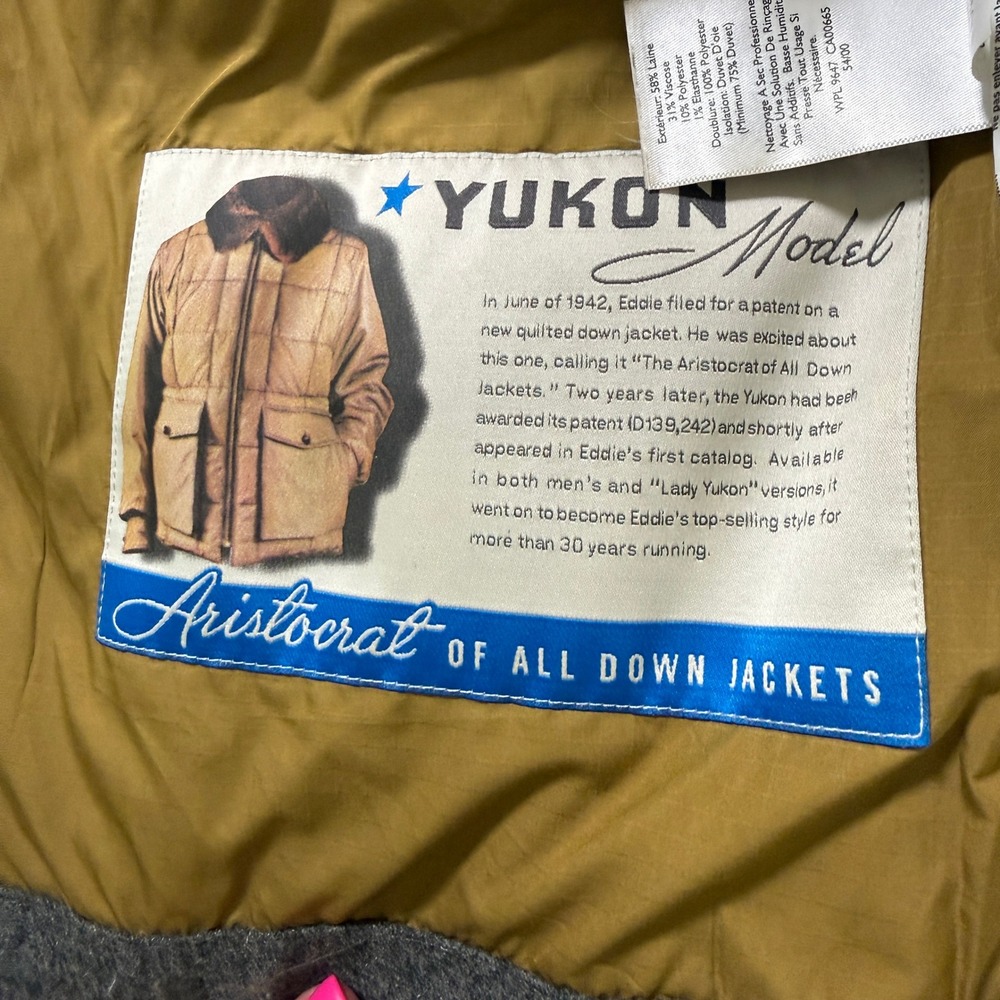 Eddie Bauer Yukon 1942 Reissue Gray Goose Down Vest Wms Medium Wool Blend EB550 - Picture 4 of 11